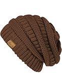 Brown Slouchy Beanies for Women Cable Knit Winter Hats Ladies Gifts Oversized Chunky Skull Cap Thick Warm Stocking Caps for Cold Weather Cute Fashionable Spring Fall Beanies Hat Snow Caps Christmas