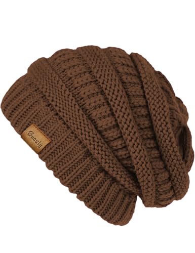 Brown Slouchy Beanies for Women Cable Knit Winter Hats Ladies Gifts...