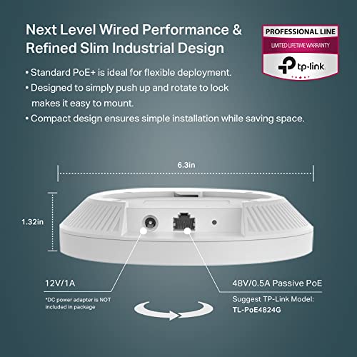 Tp-Link Eap613 5-Pack Ultra-Slim Wireless Access Point W/O Dc Adapter | Omada True Wi-Fi 6 Ax1800 | Mesh, Seamless Roaming, Wpa3, Mu-Mimo | Remote & App Control | Poe+ Powered | Multi Control Options #TOP2