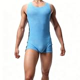 Juflam Leotardo deportivo de malla transpirable para hombre, para gimnasio, ropa deportiva, A-azul, XL