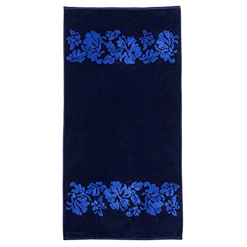 SUPERIOR 100% Cotton Luxury Beach Towels - Oversized Beach Towel, 450 GSM Swim Towel, Navy Flowers (34  x 64 )