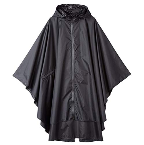 Spmor Rain Poncho Hooded Waterproof Raincoat Jacket for Adults with Zipper