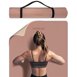 WOHAO Extra Thick 8mm Yoga Mat, 72″x28″ Non Slip Exercise Mat, Reversible 2-Sided Dual Color Premium POE Material, with Carrying Strap for Yoga, Pilates, Home Gym