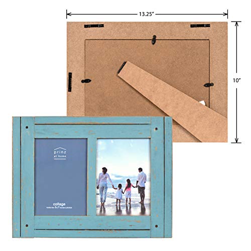 Prinz Homestead 5-Inch By 7-Inch Collage Photo Frame For Two Photos In Distressed Finish, Blue #TOP3