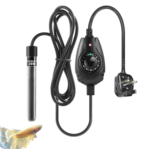 PYPABL Super Mini Aquarium Heater 15W 25W 35W, Nano Fish Tank Heater with External Controller, Adjustable Heater for 1-35L Small Fish Tank, Betta Heater for Fish Bowls (25W)