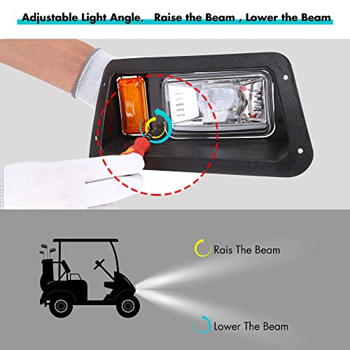 10L0L Golf Cart Deluxe Led Light Kit,Headlight Taillight Kit For Yamaha G14, G16, G19 And G22, Rgb Music Daytime Running Light, Turn Signal Light Low/High Beam Hazard Brake Light,16V-80V Input #TOP4