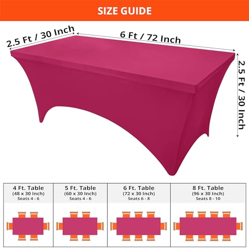 Image of Utopia Kitchen Spandex Tablecloth 2 Pack [6FT, Fuchsia] Tight, Fitted, Washable and Wrinkle Resistant Stretch Table Cloth Rectangle Cover for Trade Show, Weddings & Parties [72Lx30Wx30H Inch]