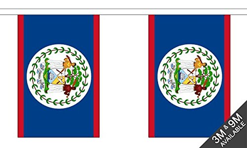 Flagtex Belize Fabric Bunting – 9m with 30 Flags – Fabric for Indoor & Outdoor Use – String Flags Banners Belizean Caribbean Central America — image 1