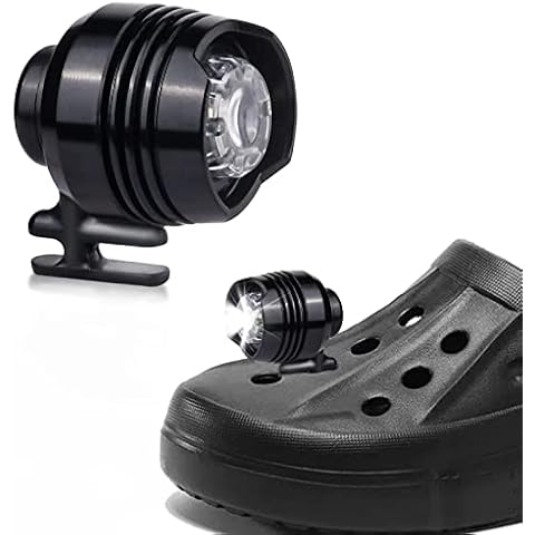 Dotlite 2Pcs Headlights for Clogs, Black LED Flashlights with 3 Light Modes for Sandals Shoes Decoration, IPX5 Water Resistant Headlamps for Hiking Camping Gear Essentials Croc Shoes Accessories Cover