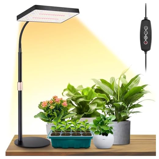LBW Desk Grow Light, Full Spectrum Plant Light for Indoor Plants, Grow Lamps with 4/8/12H Timer, 10"-26" Height Adjustable, 6 Brightness Levels