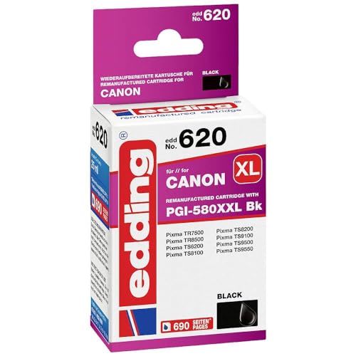 Cartouche d'encre Canon PGI-580XXLBK edding EDD-620 noir pour impression de documents