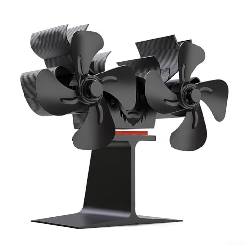 Hasaller Stove Fan Wood Stove Fan Log Burner Fan 8 Blades Double Motors Wood Burning fan Silent Operation Dual-Head Fireplace Fan Heat Powered Stove Fan for Wood Log Fireplace