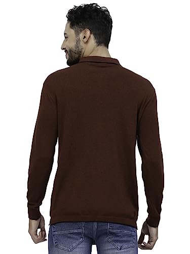 Image of Kalt Mens Basic Solid Full Sleeves Polo Cotton Blend Knitted Regular Fit Polo-Neck T-Shirts with Collar Stylish