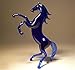 Blue Rearing Glass Horse Figurine