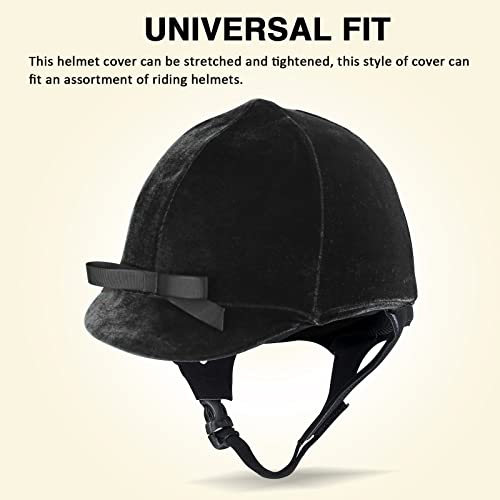 Harrison Howard Equestrian Riding Helmet Cover Sleek Velvet With Bow Piano Black #TOP1