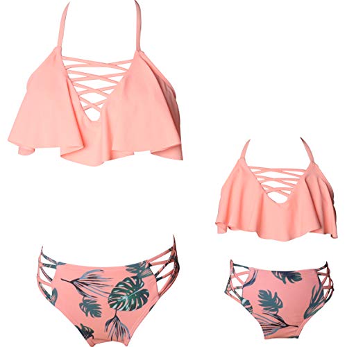 Image of Girls One Piece Bathing Suit Hawaiian Ruffle Swimsuits Kids Beach Swimwear for Vacation 2-14 Years