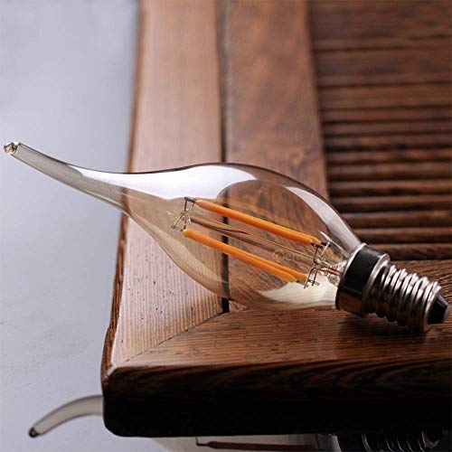 10 stuks C35 LED E14 kaars lamp 4 W, LED filament gloeilampen, amber glas, warm wit 2700 K, 300 lm, vervangt gloeilampen… - Afbeelding 6