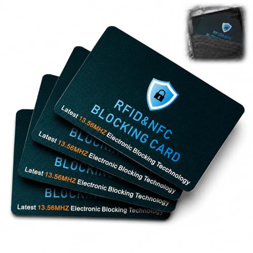 Artomnivera RFID Blocking Card Credit Card Protection Blocking Card Anti-Theft NFC Blocker Contactless Ultra Thin Credit Card Protector Slim NFC Blocker for Wallets Card Blocker