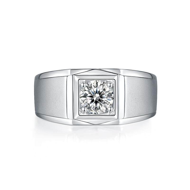 14K Gold Men's Simple 1 Carat D-color VVS1 Real Diamond Ring, Men's Gold Wedding Bands Inspired, Father's Day Gift for Him3