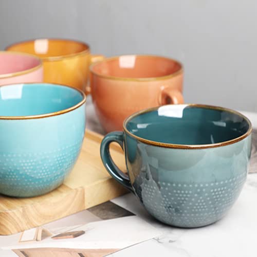 Arawat Large Mug 700ML Tea Mugs Ceramic Cappuccino Mugs Large Jumbo Cups Soup Bowl with Handle Coffee Mug Cereal Bowls with Spoon Coffee Tea Cereal Cup Porcelain - Image 2