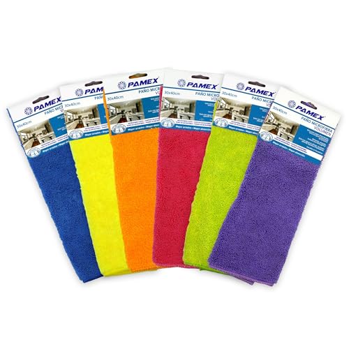 PAMEX Paños Limpieza Cocina Reutilizables Trapos Cristales Resistentes Cristales Bayetas Microfibra Alta Absorción Bayetas Cocina Bayeta Microfibra 12 Unidades 30x40 cm Colores Surtidos