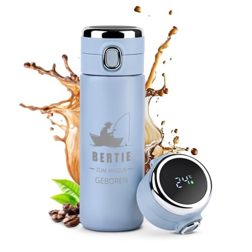 Maverton Thermosflasche mit Gravur 400 ml mit LED-Touch-Anzeige...