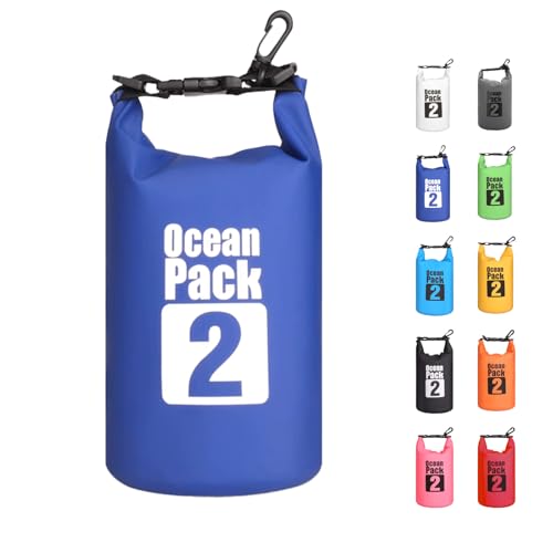 MORAINJAY 2L Borsa Impermeabile,Blu Waterproof Zaino Impermeabile Sacco Impermeabile con Nessuna Tracolla,2L/5L/10L/15L/20L/30L Dry Bag per Outdoor Sport Acquatici,Barca,Pesca,Rafting,Nuoto