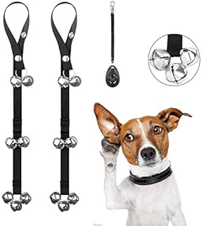 RIO Direct Dog Puppy Toilet Training Doorbells, 2 Pack Length Adjustable Potty Bells Dog Press Bell, 7 Extra Large Loud Doorbells with 1 Training Clicker for Door Knob, House Training