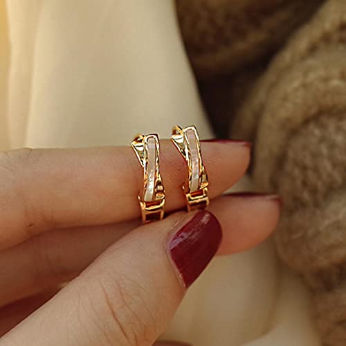XKUN Pendientes de Oreja Trendy 14K Pendientes De Aro De Oro para Mujeres Joyería De Moda Coreana S925 Regalo De La Aguja De Plata-Earrings Cover