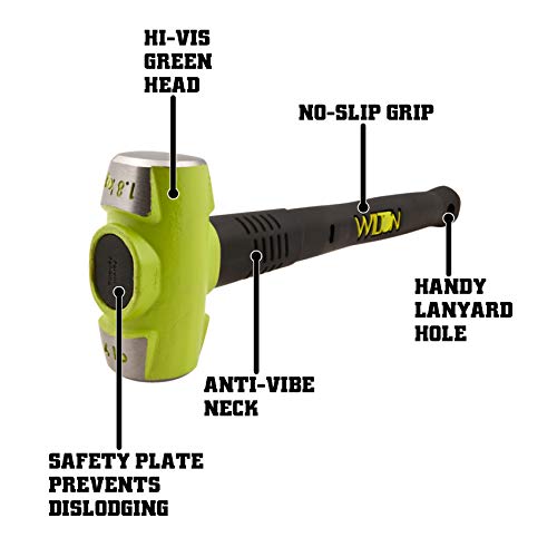 WILTON Tools B.A.S.H 16'' Sledge Hammer, 4 Lb (20416), Hi Vis Green with Black Handle, L, Green/Black, 16 in. Handle - Image 2