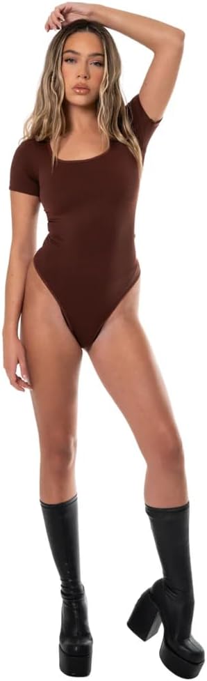 HeyShape Bodysuits for Women - Square Neck Thong Bodysuit - Body Shaper Tummy Control Shapewear for Women