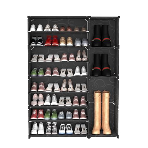 Image of Premium Multipurpose Modular 𝟏𝟐 𝐒𝐇𝐄𝐋𝐅 Plastic Shoe Rack for Home with 7 Door | Stackable Organizer | Waterproof & Dustproof | Space Saving Storage for Home, Bedroom & Entryway - Black