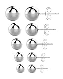Gifts for women/her 5 pairs mixed sizes Surgical 316L stainless steel ball stud earrings For Women M