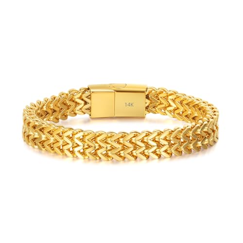18K gold men's bracelet Miami hip-hop bracelet high-end accessories solid Cuban mesh women's bracelet gift Father/Mother's Day, Christmas, Thanksgiving gift