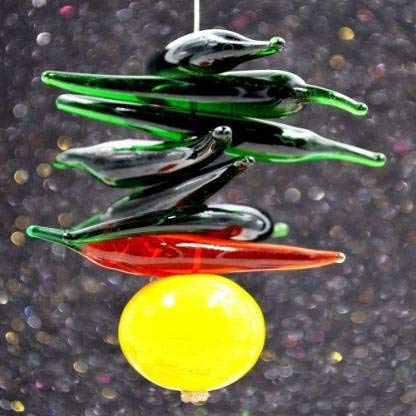 Image of Craftfry Crystal Products Vastu /Feng Green & Yellow Nimbu Mirch Decorative Showpiece - 10 cm (Glass)