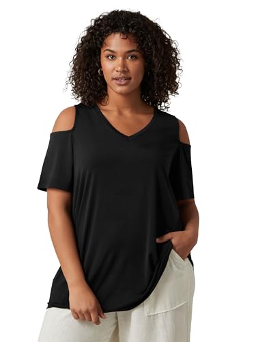 EVANS Curve Cold Shoulder Top - Women's - Plus Size Curve Black