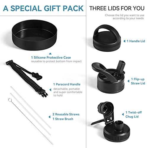 Zuwozu 1 Gallon Water Bottle Insulated,128Oz Large Stainless Steel Water Bottles With Strap&3 Lids,Gallon Vaccum Water Jug Keeps Drinks Hot&Cold(Blue) #TOP4