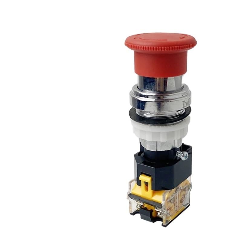 Emergency Stop Push Button Switch Metal Aluminium Alloy Head 4 Screws Terminals 1Pcs(2NC)
