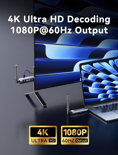 Image of VENTION Wireless HDMI Transmitter and Receiver 656FT with LED Screen, Up to 6 RXs, Heat-Control, Plug & Play Wireless HDMI Extender Kit 4K Decode to Monitor from PC /Projector /TV Box(1TX+2RX)