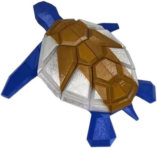 Zax Dezignz 3D Printed Magnetic XL Sea Turtle Brain Teaser Puzzle, 16 Pieces, Hard Skill Level, Geometric Art Decor, Modern Style, No Instructions, Ages 16+ (Brown Arrow Shell)