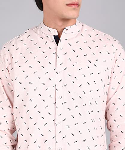 Image of Urbano Fashion Men's Cotton Full Sleeve Slim Fit Casual Printed Shirt with Mandarin Collar