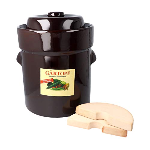 PureNature Gärtopf aus Ton mit Deckel 5 Liter
