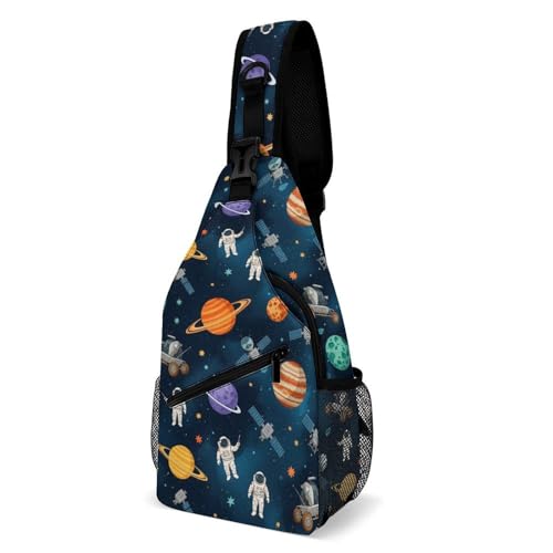 Fashion Traveling Running Casual Chest Bag, Dress Decor Sling Backpack, Shoulder Bag Casual Day Pack Galaxy Space Planet Astronaut