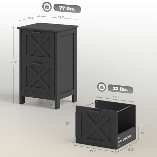 image for HOMCOM 2 Drawer Vertical File Cabinet with Silent Slides, Rustic Farmh