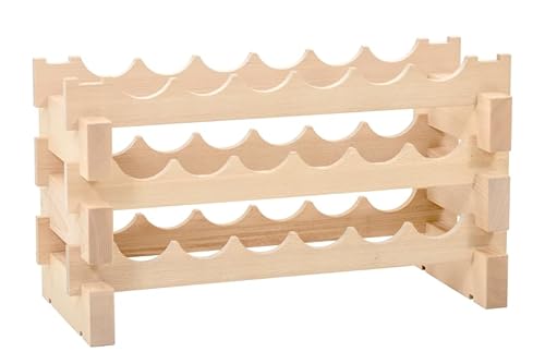 NAJDER Weinregal Holz, für 18 Flaschen, Weinständer, Flaschenregal, Weingestell, Weinflaschenregal, Weinflaschenhalter, Weinhalter, Weinlagerung, Buchholz, 3x6, Moon, Premium Qualität