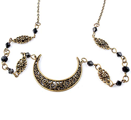 Asphire Viking Moon Head Chain Black Crystal Headpiece Boho Crescent Moon Forehead Chain Prom Party Festival Jewelry For Women And Girls (Retro Gold) #TOP4