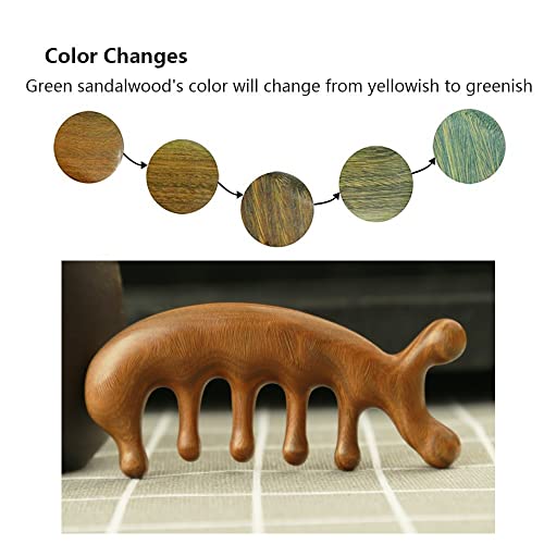 Saeeycue Authentic Green Sandalwood Comb Gua Sha Comb Scraping Scalp Massager Comb Head Massager Head, Neck, Hands And Legs (B) #TOP5