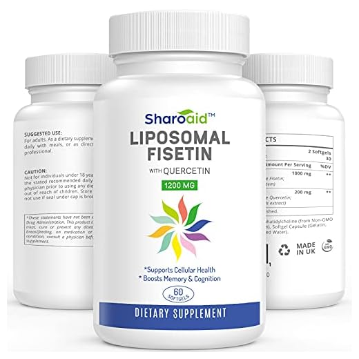 Liposomal Fisetin with Quercetin Supplements 1200 mg per Serving,High Absorption Polyphenols Antioxidants for Women,Men,Non-GMO,Gluten-Free,1 Bottle-60 Softgels