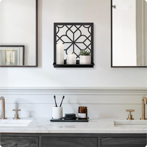 Black Metal Wall Candle Holder Set of 2, Square Rustic Farmhouse Bathroom Wall Decor, Modern Boho Aesthetics Line Art for Entryway, Hallway, Living Room, Bedroom (11.8 x 13 in) by Sokurdeg - Image 7