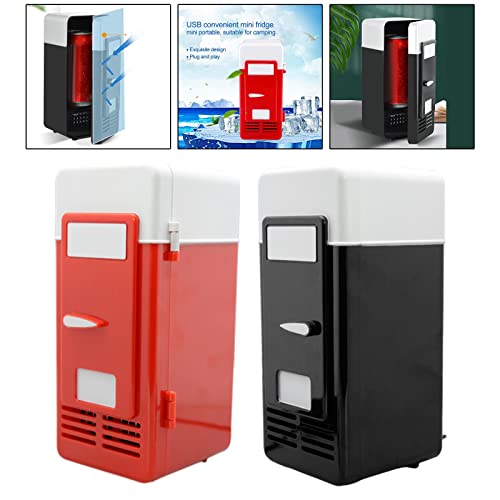 Image of USB Mini Car Refrigerator Warmer Bar Portable for 1 Can Desktop Bedroom Red